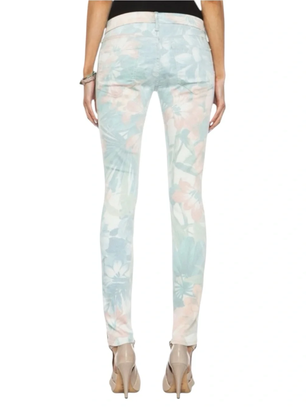 MOTHER JEANS “The Looker” Floral Skinny w/ Racer Stripe in Surf’s Up Size 25